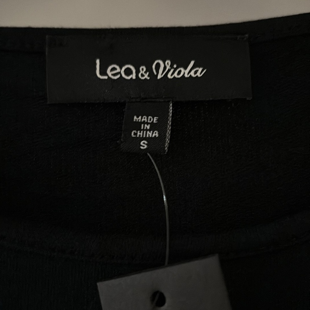 NWT [Lea & Viola] Black Long Sleeve Cinched Rouched Drawstring Dress Women’s S - Picture 12 of 14